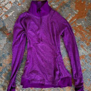 LULULEMON RUNDERFUL HALF ZIP PULLOVER SZ L TENDER VIOLET MINI CHECK PIQUE